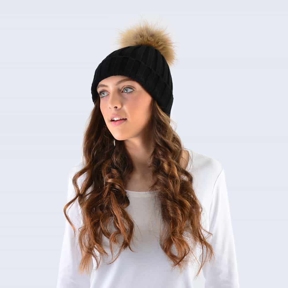 Striker, Women's Bemidji Fur Pom Hat - Black